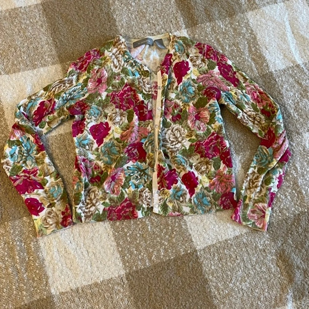 Liz Claiborne pink floral cardigan